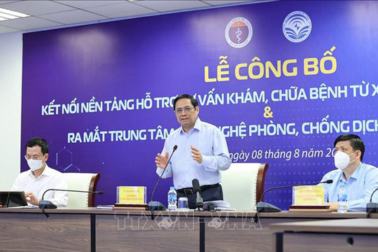 Thủ tướng Phạm Minh Chính dự lễ công bố kết nối nền tảng hỗ trợ tư vấn khám, chữa bệnh từ xa