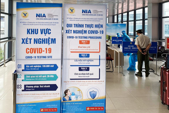 Tạm dừng dịch vụ test nhanh SARS-CoV-2 cho hành khách tại sân bay Nội Bài