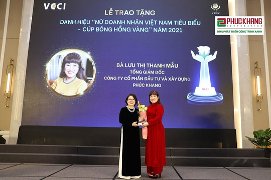 Bà Lưu Thị Thanh Mẫu nhận danh hiệu “Nữ doanh nhân Việt Nam tiêu biểu” năm 2021