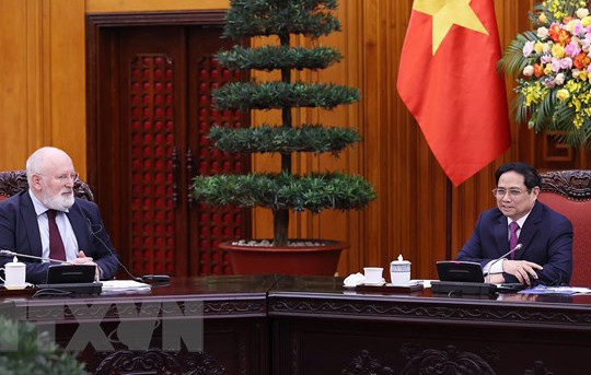 Thủ tướng Chính phủ Phạm Minh Chính tiếp xã giao Phó Chủ tịch điều hành Ủy ban châu Âu Frans Timmermans