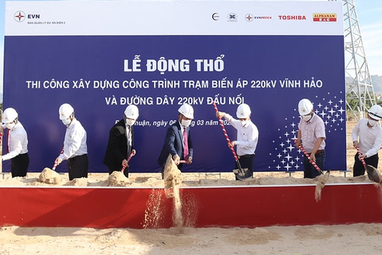 Thi công dự án Trạm biến áp 220kV Vĩnh Hảo và đường dây đấu nối