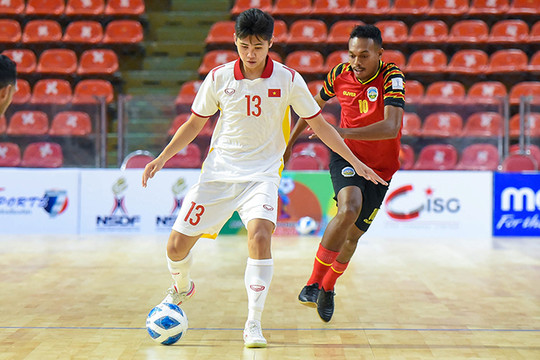 Đội tuyển futsal Việt Nam đứng đầu bảng sau trận thắng đậm Timor Leste