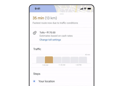 Google Maps bổ sung tính năng tính phí đường bộ, xem biển báo giao thông