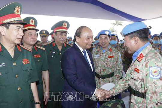 Chủ tịch nước Nguyễn Xuân Phúc dự Lễ xuất quân của các lực lượng gìn giữ hòa bình Liên Hợp quốc