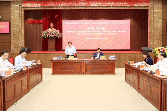 Đoàn kiểm tra Trung ương làm việc tại Hà Nội về công tác lãnh đạo, chỉ đạo phòng, chống tham nhũng, tiêu cực