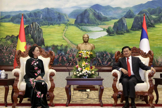 Trưởng ban Tổ chức Trung ương Trương Thị Mai thăm và làm việc tại Lào