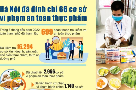 Đình chỉ 66 cơ sở vi phạm an toàn thực phẩm
