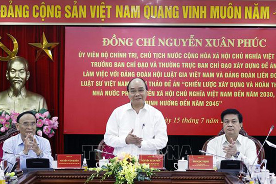 Chủ tịch nước Nguyễn Xuân Phúc chủ trì làm việc với Đảng đoàn Hội Luật gia và Liên đoàn Luật sư Việt Nam về Nhà nước pháp quyền