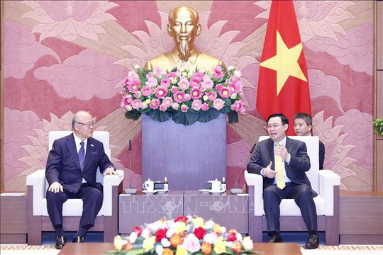 Chủ tịch Quốc hội Vương Đình Huệ tiếp cố vấn đặc biệt Liên minh Nghị sĩ hữu nghị Nhật - Việt