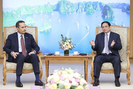 Thủ tướng Phạm Minh Chính tiếp Phó Thủ tướng, Bộ trưởng Ngoại giao Qatar