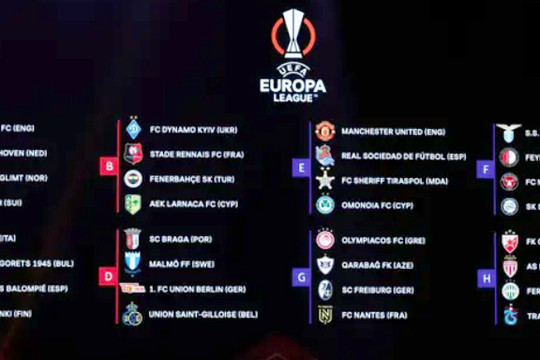 Bốc thăm chia bảng Europa League 2022-2023