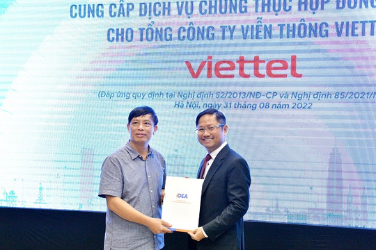 Viettel Telecom được trao giấy xác nhận đăng ký cung cấp dịch vụ chứng thực hợp đồng điện tử vContract