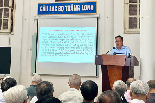 Đề nghị Câu lạc bộ Thăng Long tích cực đóng góp thực hiện Nghị quyết số 15-NQ/TƯ của Bộ Chính trị