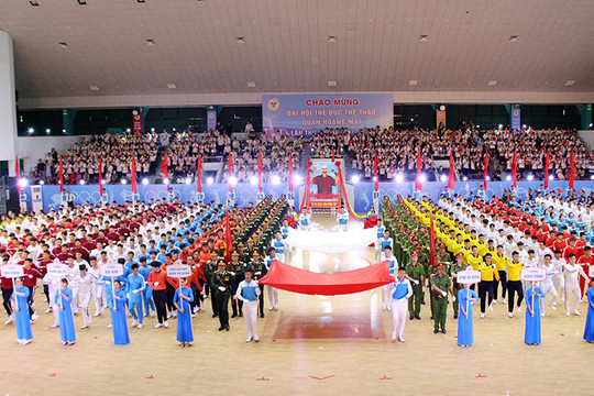 Hơn 2.000 người tham gia khai mạc Đại hội Thể dục, thể thao quận Hoàng Mai