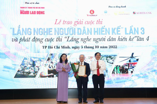 Trao giải 120 triệu đồng cho 5 hiến kế xuất sắc của người dân thành phố Hồ Chí Minh