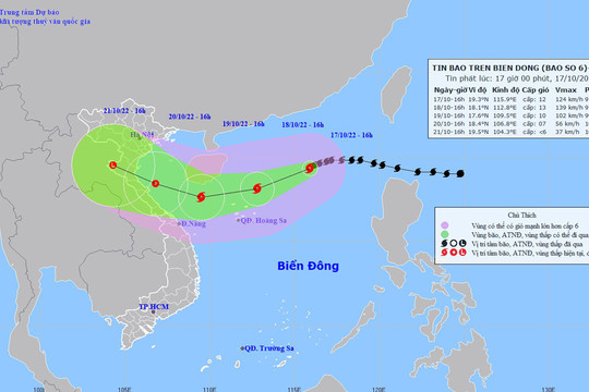 Áp sát quần đảo Hoàng Sa, bão số 6 mạnh cấp 12-13, giật cấp 15