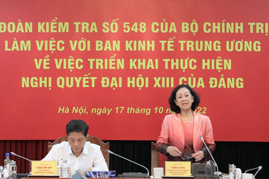 Các đoàn kiểm tra của Bộ Chính trị làm việc tại Ban Kinh tế Trung ương và tỉnh Tây Ninh