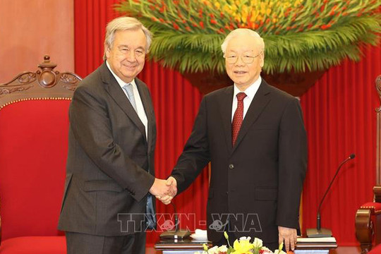 Tổng Bí thư Nguyễn Phú Trọng tiếp Tổng Thư ký Liên hợp quốc