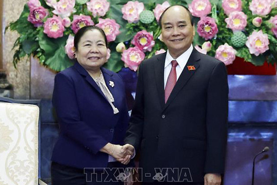 Chủ tịch nước tiếp Đoàn Ban Tổ chức Trung ương Đảng Nhân dân Cách mạng Lào