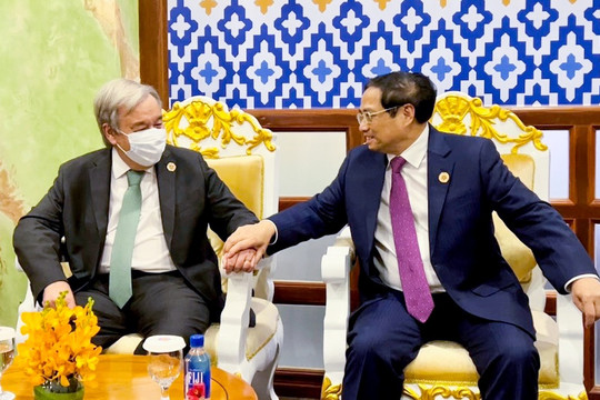 Thủ tướng Chính phủ Phạm Minh Chính gặp Tổng Thư ký Liên hợp quốc Antonio Guterres
