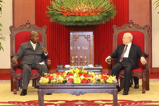 Tổng Bí thư Nguyễn Phú Trọng tiếp Tổng thống Uganda, Chủ tịch Đảng Phong trào Kháng chiến quốc gia