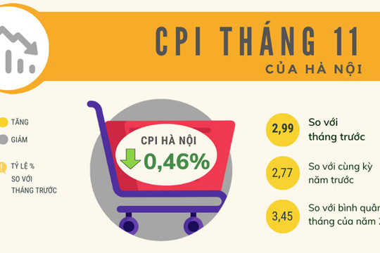 CPI tháng 11 của Hà Nội giảm 0,46%