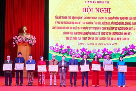 Huyện ủy Thanh Trì tổng kết phong trào thi đua Dân vận khéo năm 2022