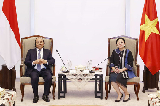 Chủ tịch nước Nguyễn Xuân Phúc hội kiến Chủ tịch Quốc hội Indonesia Puan Maharani