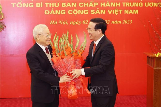Phát biểu của Thường trực Ban Bí thư  Võ Văn Thưởng tại Lễ trao Huy hiệu 55 năm tuổi Đảng tặng Tổng Bí thư Nguyễn Phú Trọng