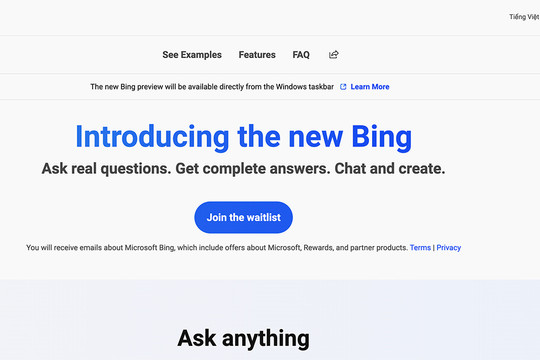 Người dùng toàn cầu đã có thể sử dụng công cụ chat Bing tích hợp ChatGPT