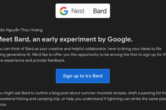 Google bắt đầu cho dùng thử chatbot Bard cạnh tranh với ChatGPT
