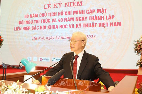 Tổng Bí thư Nguyễn Phú Trọng dự Lễ kỷ niệm 60 năm Ngày Bác Hồ gặp mặt đội ngũ trí thức và 40 năm Ngày thành lập Liên hiệp Hội Việt Nam