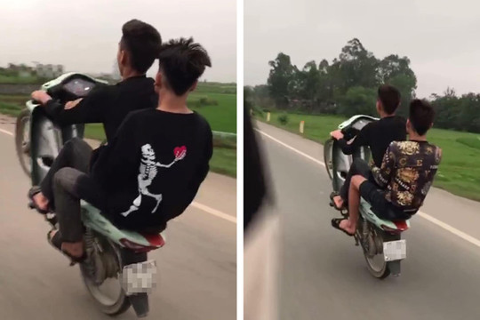 Qua tin báo của người dân, xử phạt 4 thiếu niên bốc đầu xe máy