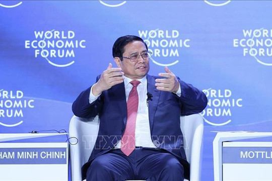 Thủ tướng Phạm Minh Chính phát biểu tại phiên thảo luận của Hội nghị WEF Thiên Tân
