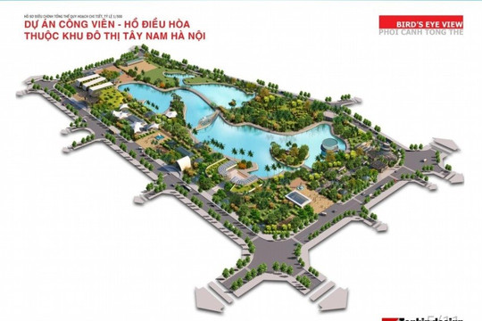 Khu công viên - hồ điều hòa  Khu đô thị Tây Nam Hà Nội sẽ đi vào hoạt động năm 2025