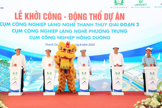 Bí thư Thành ủy Đinh Tiến Dũng dự lễ khởi công 3 cụm công nghiệp tại Thanh Oai