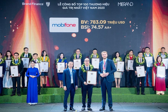 Giá trị thương hiệu MobiFone năm 2023 tăng 18,5% so với năm 2022