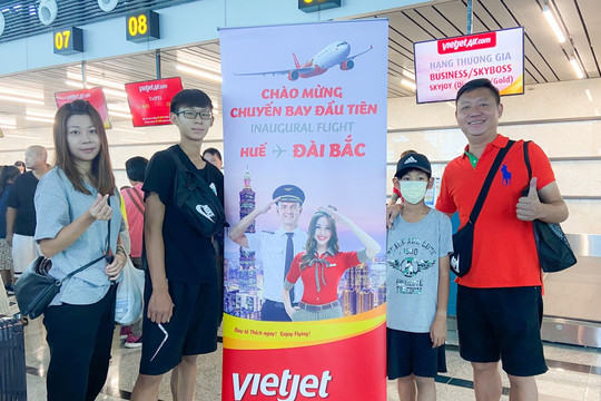Vietjet thực hiện chuyến bay thẳng đầu tiên kết nối Đài Bắc với cố đô Huế