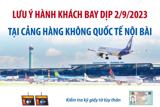 Lưu ý hành khách bay dịp 2/9/2023 tại cảng Hàng không quốc tế Nội Bài