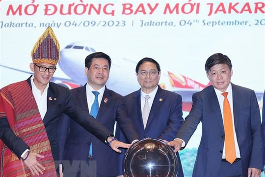 Thủ tướng Phạm Minh Chính dự Lễ công bố mở đường bay thẳng Jakarta - Hà Nội của Vietjet