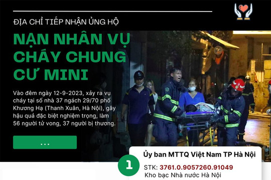 Địa chỉ tiếp nhận ủng hộ các nạn nhân vụ cháy chung cư mini tại Hà Nội