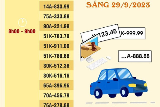 60 biển số ô tô đẹp được đấu giá vào sáng 29-9