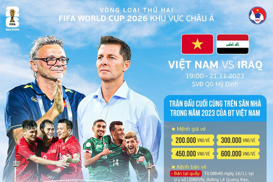 Mở bán trực tiếp vé trận Việt Nam - Iraq trên sân Mỹ Đình