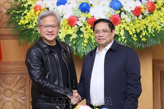 Thủ tướng Phạm Minh Chính tiếp Chủ tịch tập đoàn NVIDIA - doanh nghiệp sản xuất chip điện tử lớn nhất thế giới