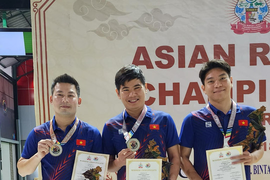 Việt Nam giành thêm 1 HCB đồng đội nam súng ngắn tiêu chuẩn giải châu Á