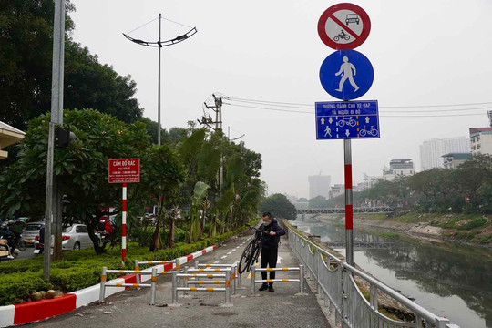 Diện mạo làn đường dành cho xe đạp ở Hà Nội trước ngày hoạt động