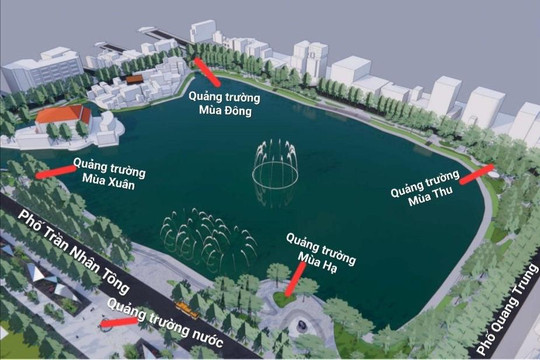 Hồ Thiền Quang có gì trước đề xuất làm 5 quảng trường xung quanh?