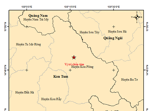Kon Tum: Xảy ra trận động đất có độ lớn 4 tại huyện Kon Plông