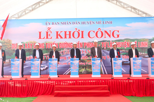 Mê Linh khởi công tuyến đường rộng 48m có tổng vốn đầu tư 791 tỉ đồng