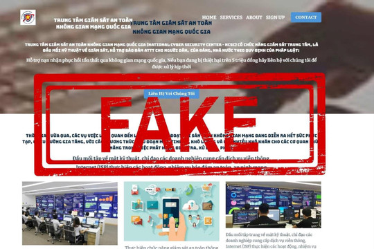 Cảnh báo website giả mạo Trung tâm Giám sát an toàn không gian mạng quốc gia